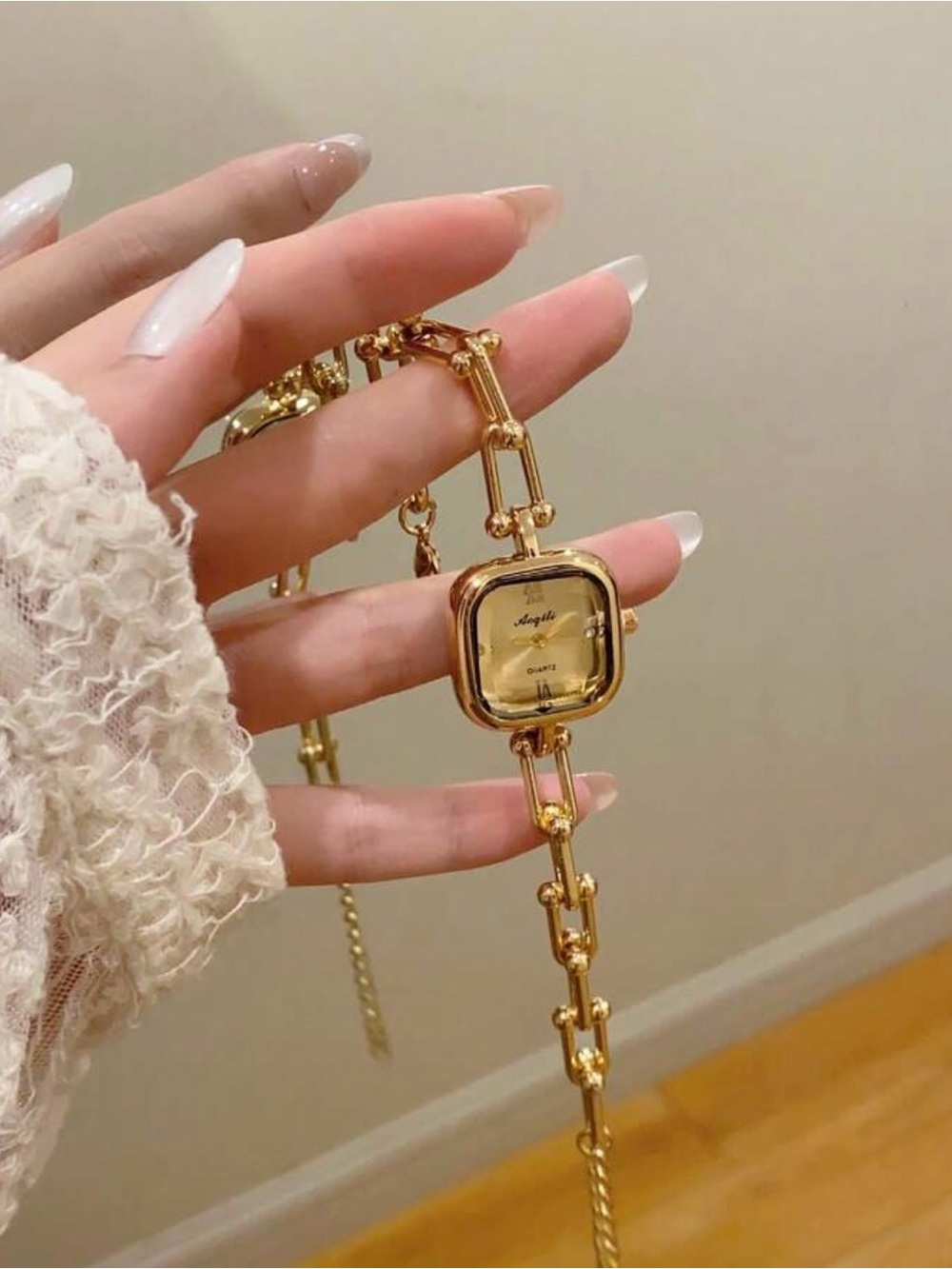 Gold-Tone Chain Bracelet Watch